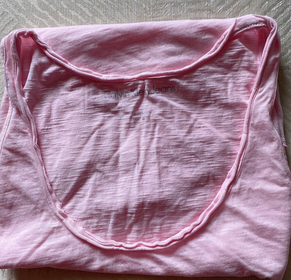 NWT Calvin Klein Jeans Crew Neck Sleeveless Tank Top Pink Size M